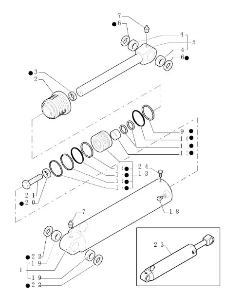 87407249 - поршень штока гидроцилиндра в сборе с уплотнительными кольцами